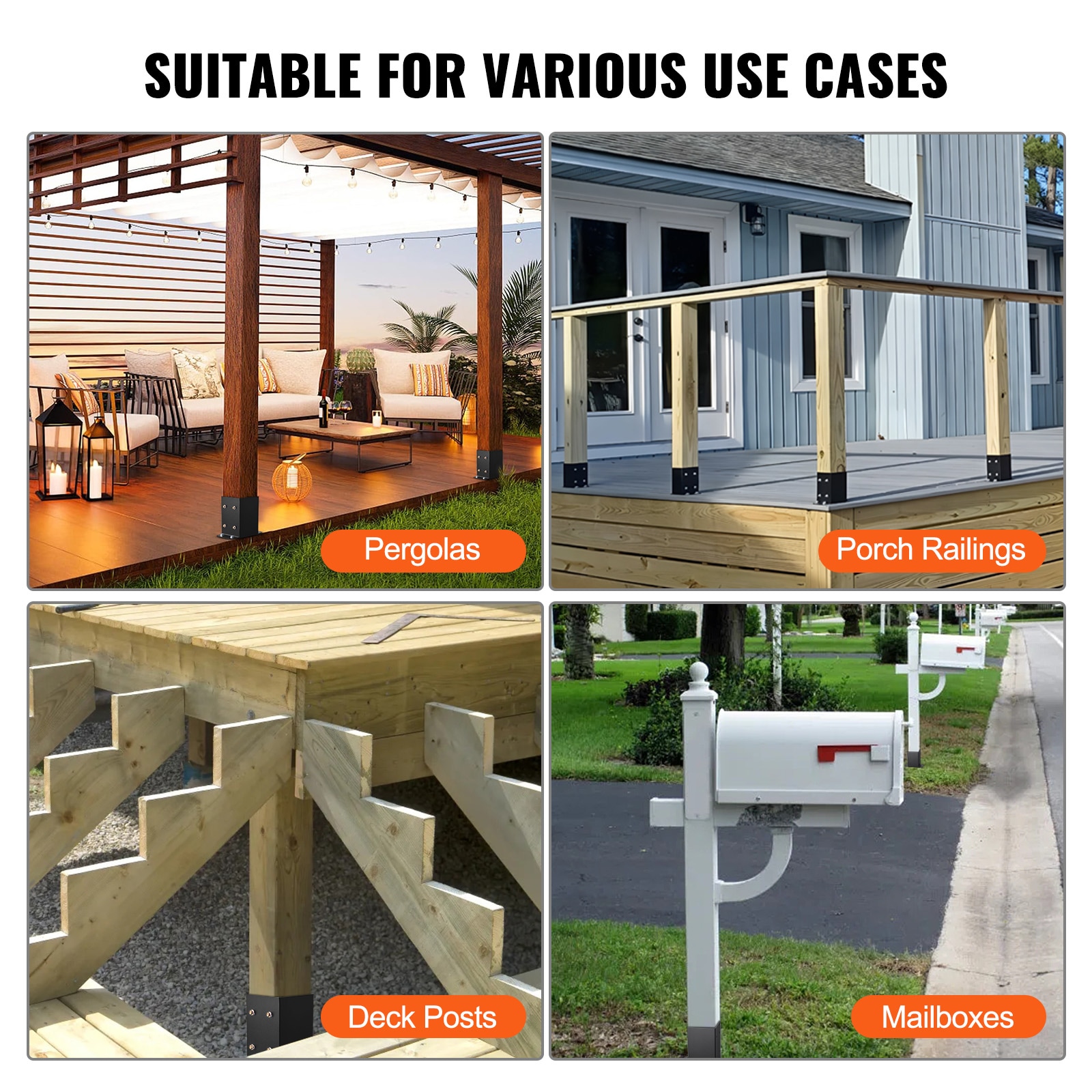 4 Pack 4x4 Post Base Brackets Heavy Duty Wood Post Fence Post Anchor_voghion.com